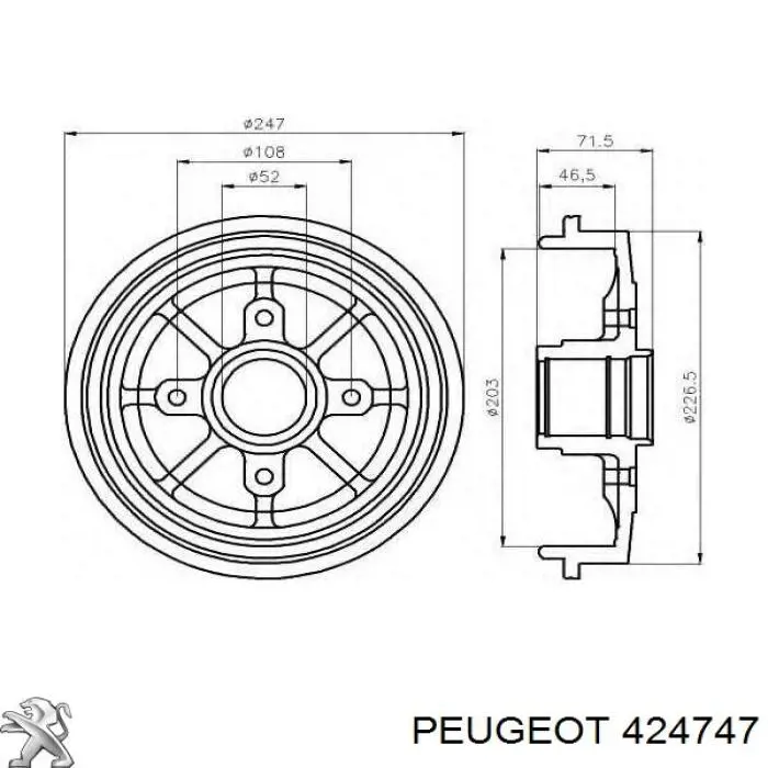 424747 Peugeot/Citroen барабан гальмівний задній