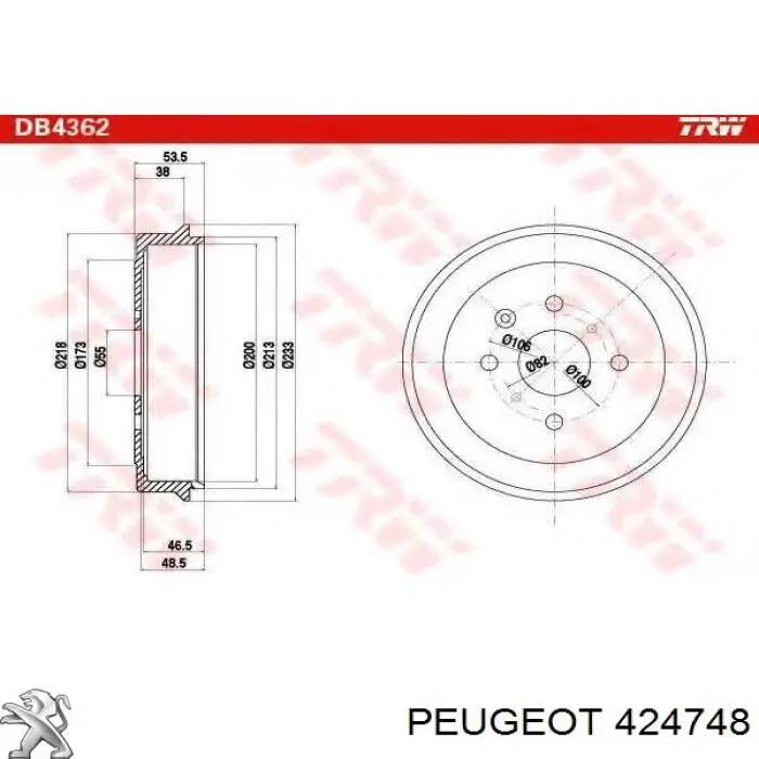 424748 Peugeot/Citroen барабан гальмівний задній