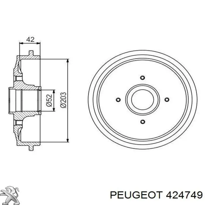 Барабан гальмівний задній Peugeot/Citroen 424749 ціна, від 59.39 USD