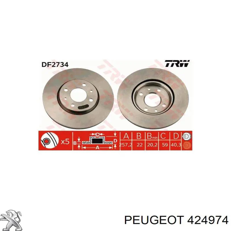 Диск переднього гальма Peugeot/Citroen 424974 ціна, від 28.10 USD