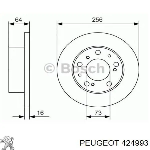 Диск гальмівний передній Peugeot/Citroen 424993