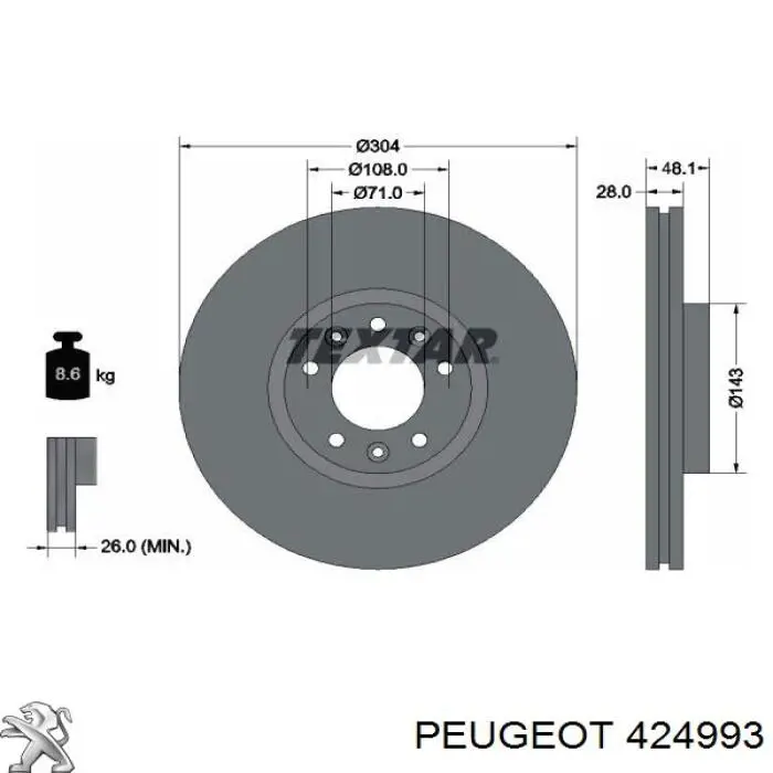 Купити 424993 Peugeot/Citroen Ротор гальмівний