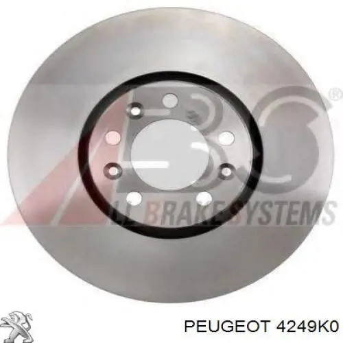 Диск переднього гальма Peugeot/Citroen 4249K0 ціна, від 49.87 USD