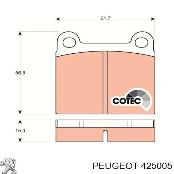 Колодки гальмівні передні, дискові 425005 Peugeot/Citroen