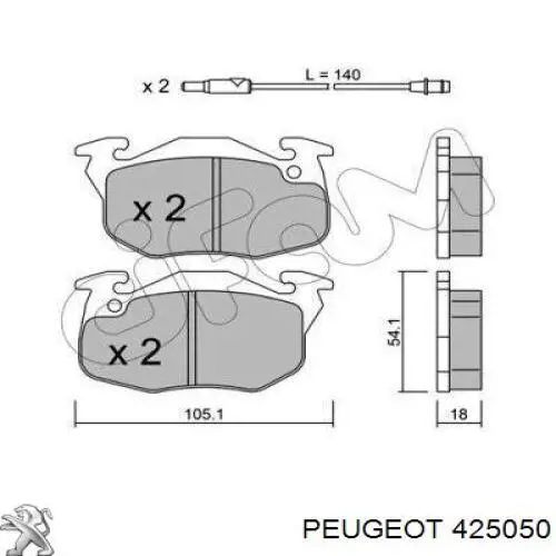 Колодки гальмівні передні, дискові 425050 Peugeot/Citroen