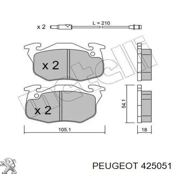 425051 Peugeot/Citroen колодки гальмівні передні, дискові