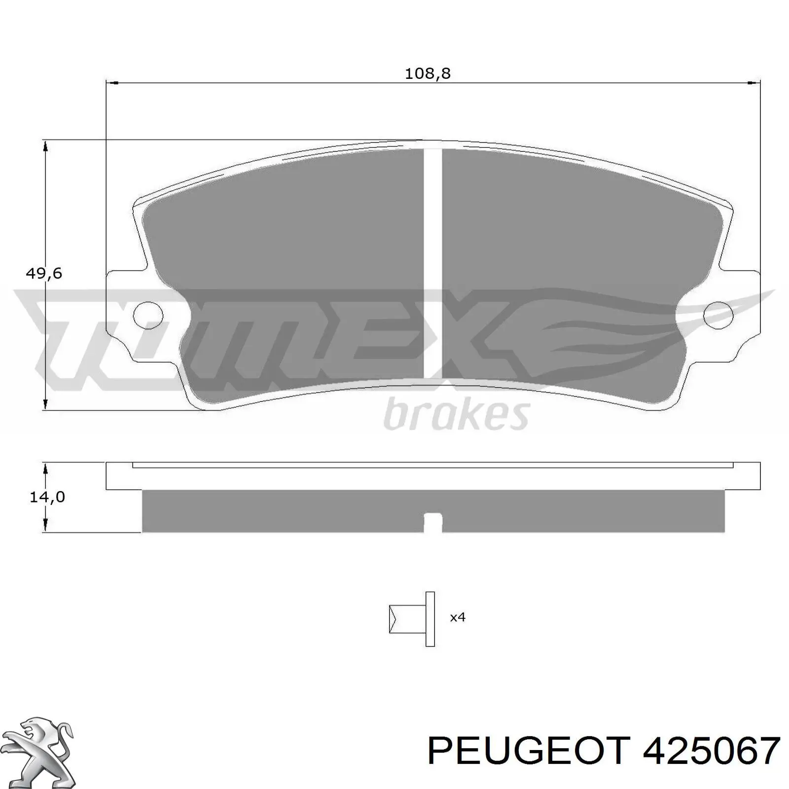 Колодки гальмівні передні, дискові 425067 Peugeot/Citroen