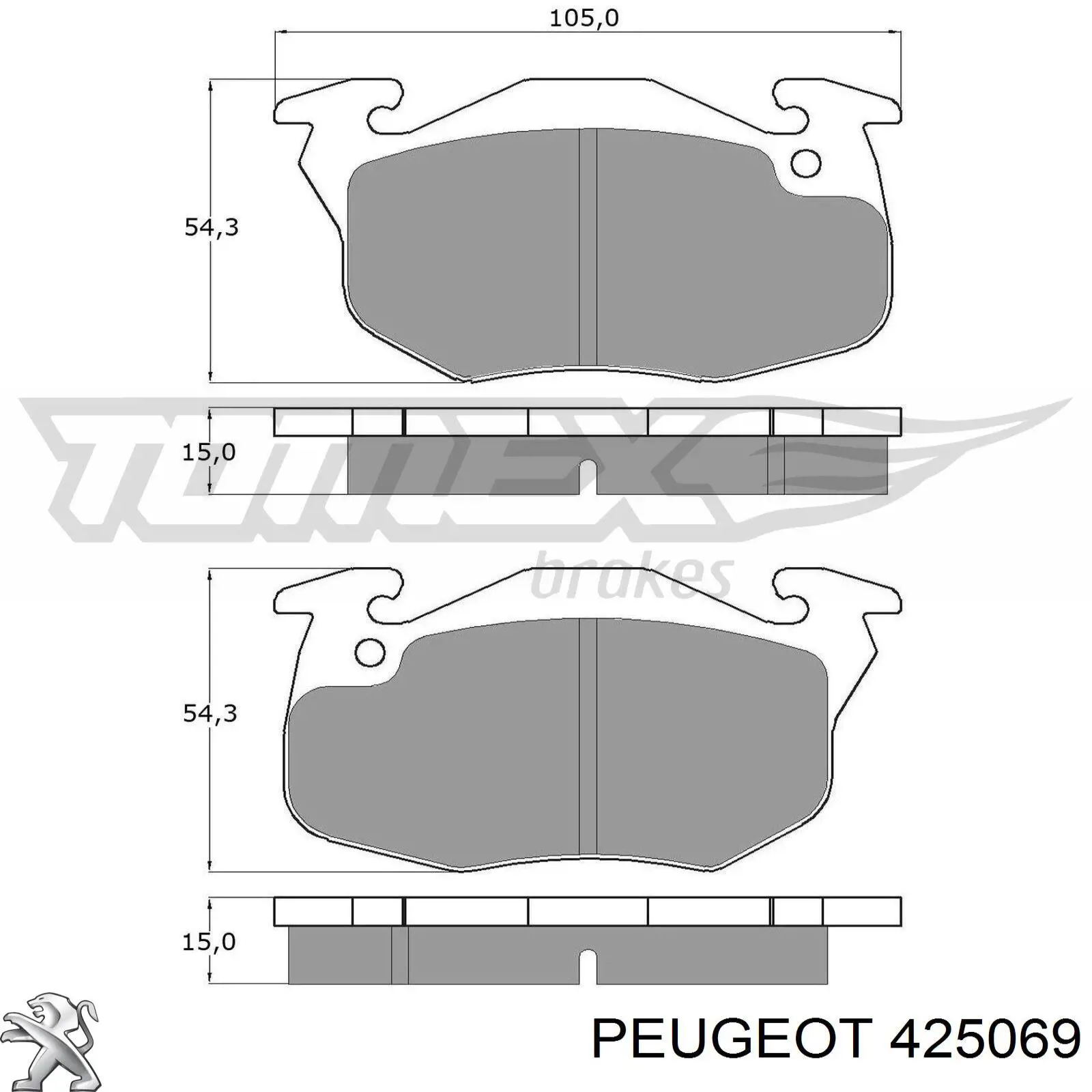 425069 Peugeot/Citroen колодки гальмівні передні, дискові