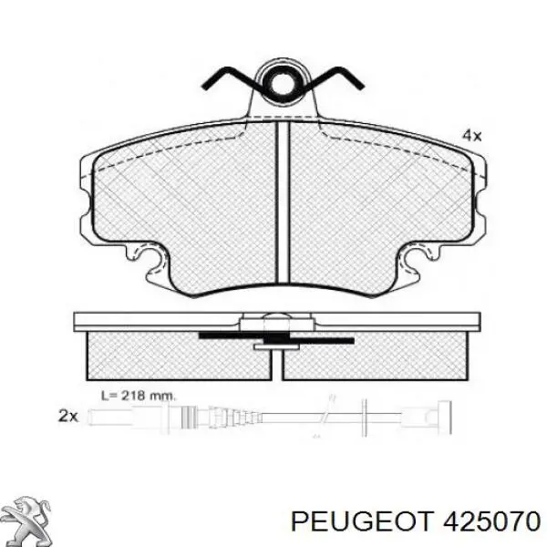 Купити 425070 Peugeot/Citroen Колодки гальмівні передні, дискові