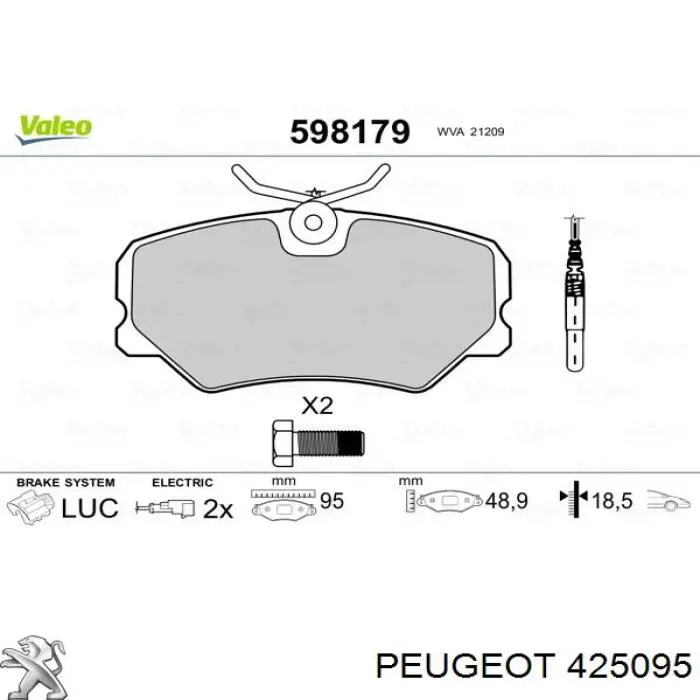 Гальмівні колодки Peugeot/Citroen 425095 ціна, від 13.85 USD