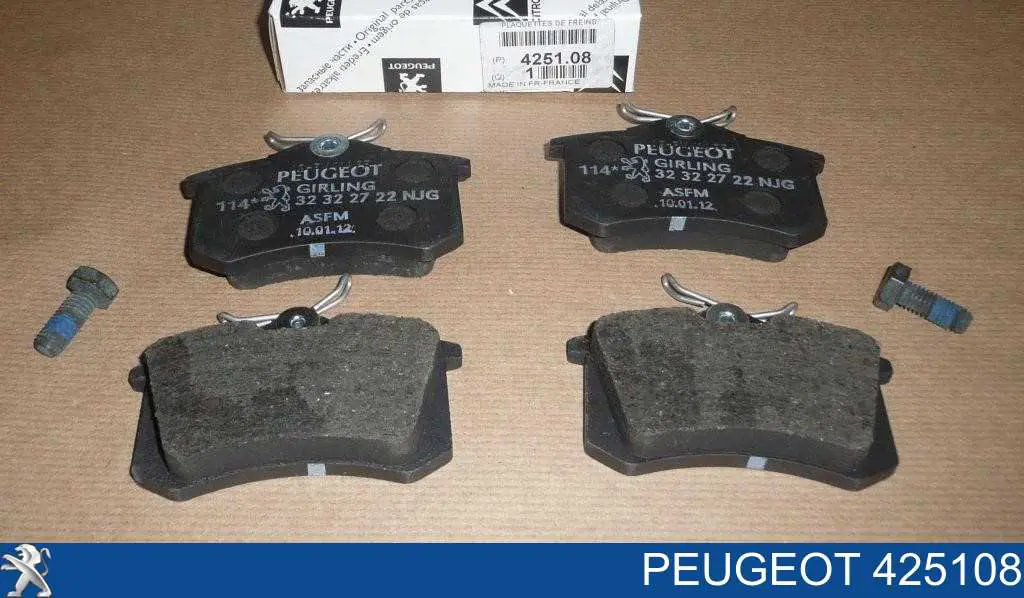 Задні гальмівні колодки 425108 Peugeot/Citroen