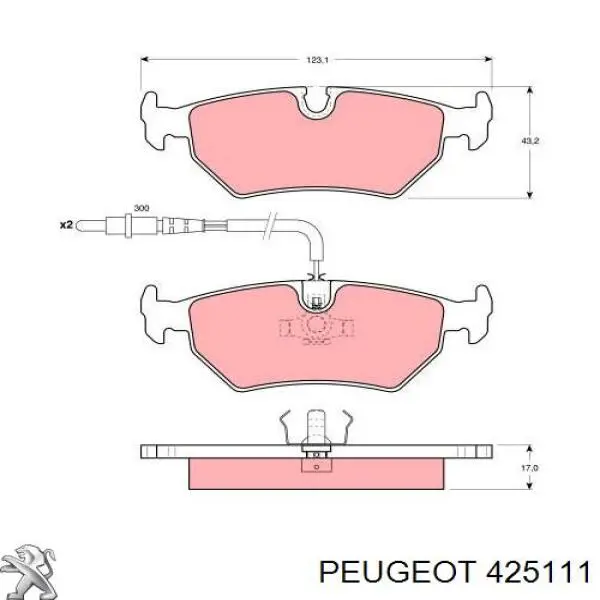425111 Peugeot/Citroen колодки гальмові задні, дискові