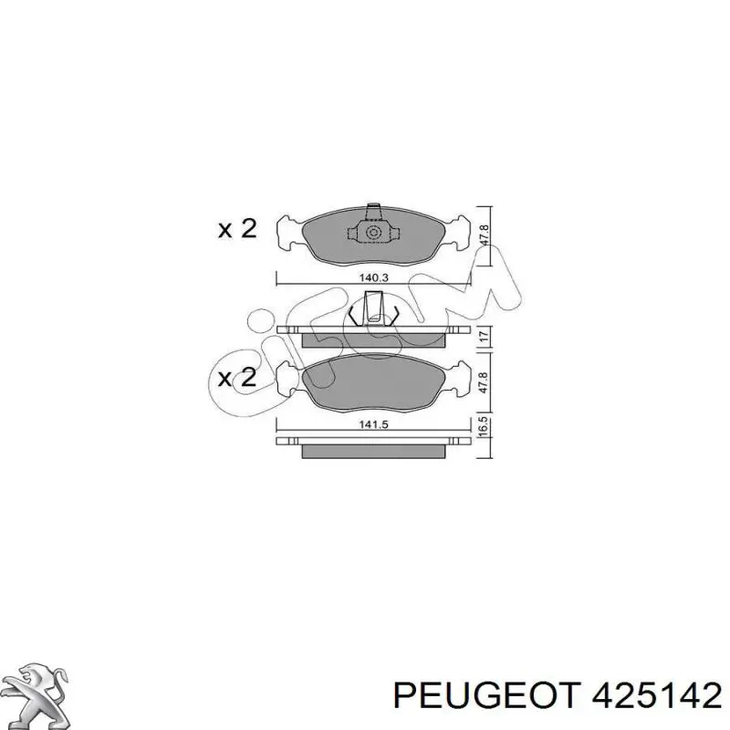 Гальмівні колодки Peugeot/Citroen 425142 ціна, від 17.74 USD