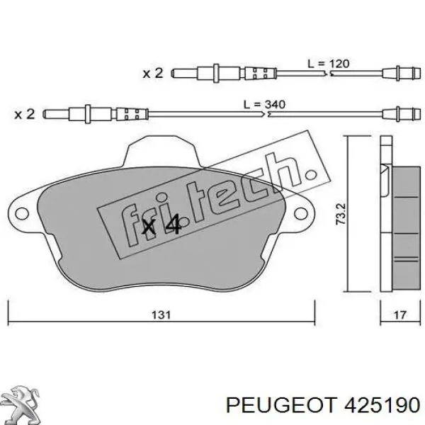 Колодки гальмівні передні, дискові 425190 Peugeot/Citroen