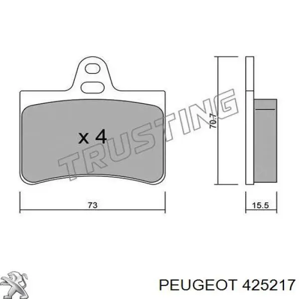 Колодки гальмові задні, дискові 425217 Peugeot/Citroen