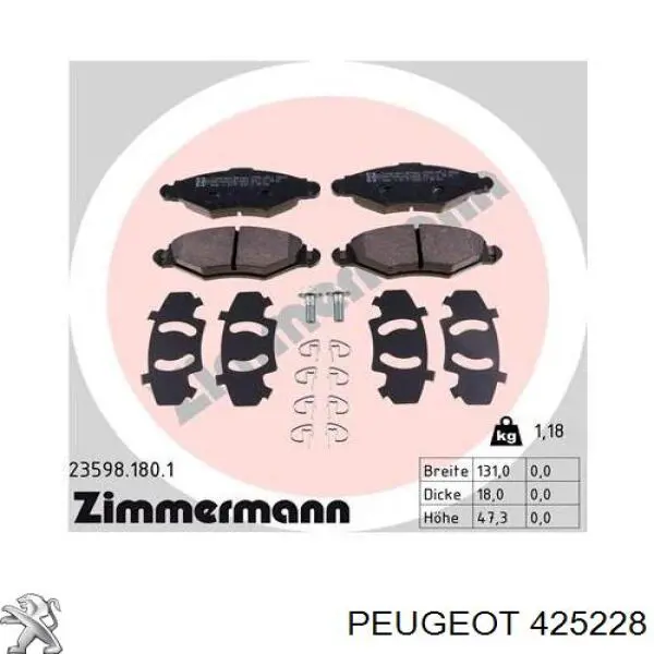 Купити 425228 Peugeot/Citroen Колодки гальмівні передні, дискові