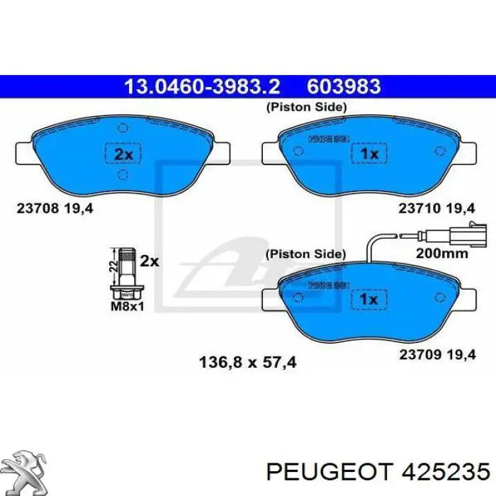 Колодки гальмівні передні, дискові 425235 Peugeot/Citroen