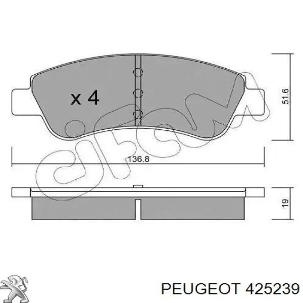 425239 Peugeot/Citroen колодки гальмівні передні, дискові