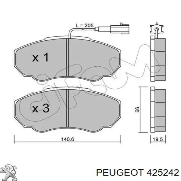 425242 Peugeot/Citroen колодки гальмівні передні, дискові