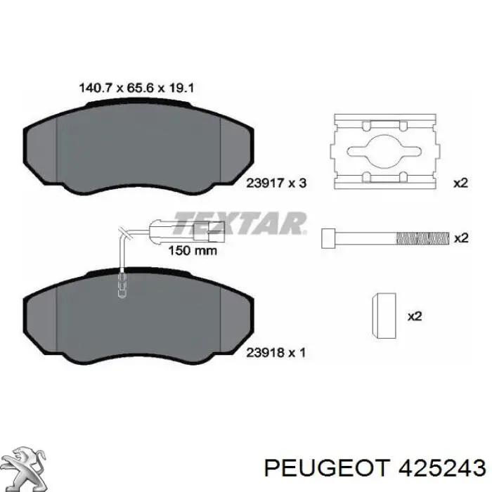 Гальмівні колодки Peugeot/Citroen 425243 ціна, від 18.91 USD