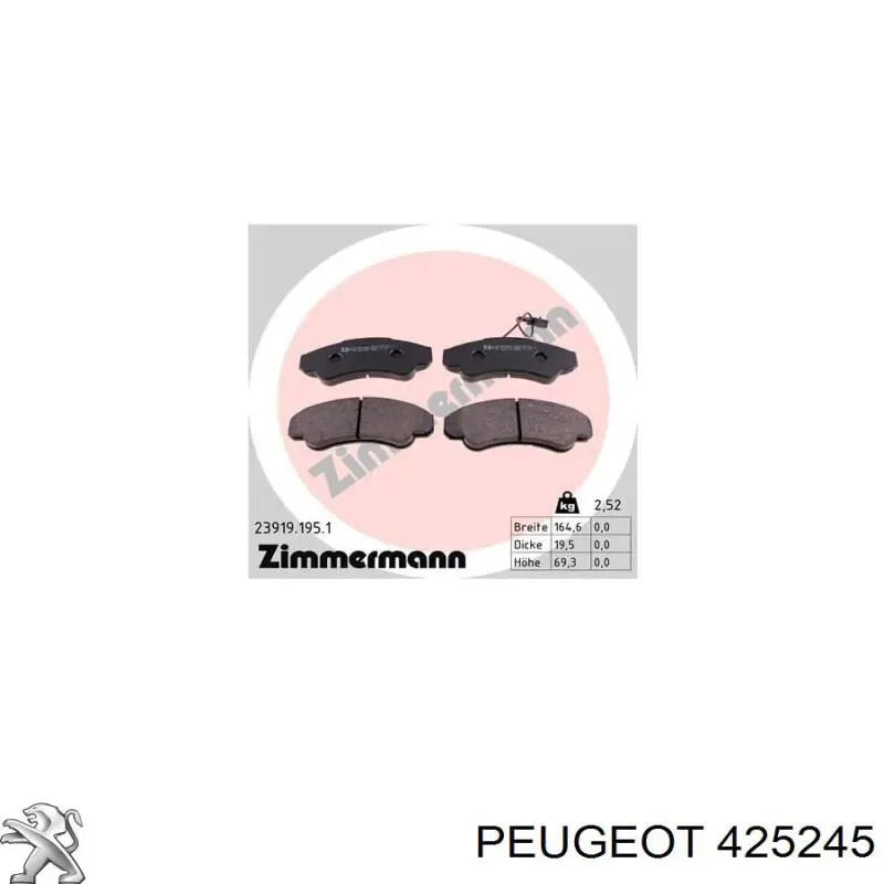 Гальмівні колодки Peugeot/Citroen 425245 ціна, від 21.11 USD