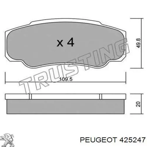 Задні гальмівні колодки Peugeot/Citroen 425247 ціна, від 15.57 USD