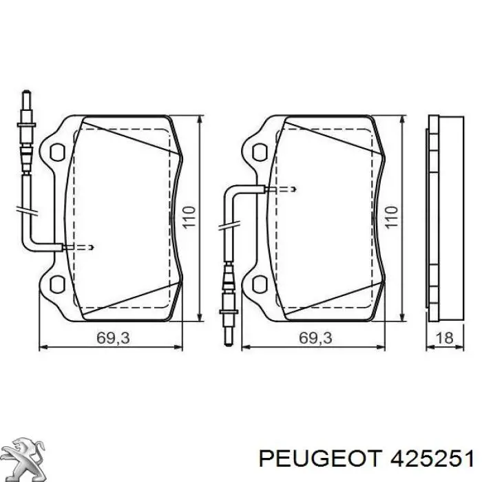 Купити 425251 Peugeot/Citroen Колодки гальмівні передні, дискові