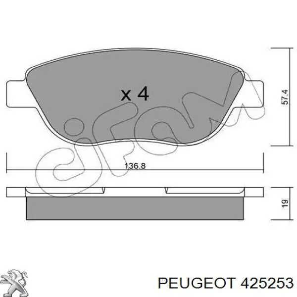 Передні тормозні колодки 425253 Peugeot/Citroen