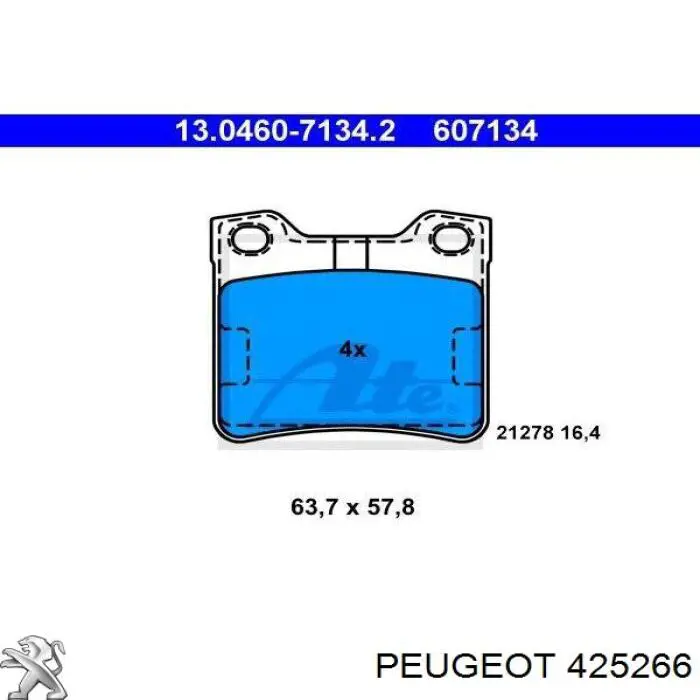 Купити 425266 Peugeot/Citroen Задні колодки