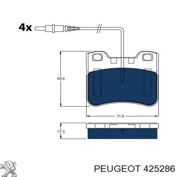 Купити 425286 Peugeot/Citroen Колодки гальмівні передні, дискові