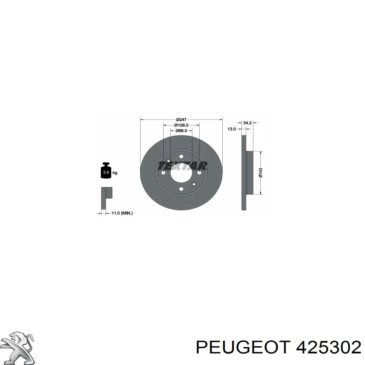 Тормозні колодки Peugeot/Citroen 425302