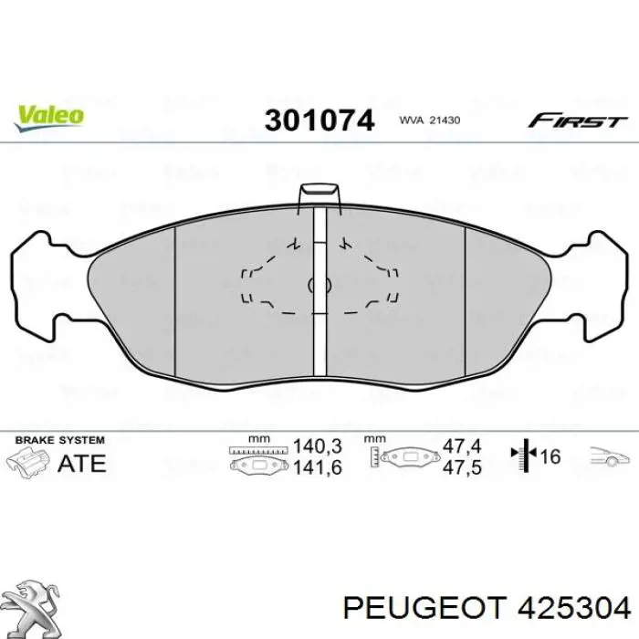 Гальмівні колодки Peugeot/Citroen 425304 ціна, від 16.30 USD