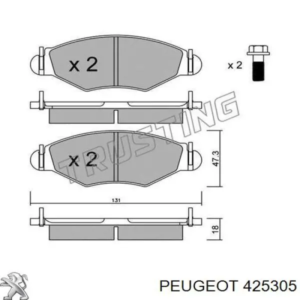 Колодки гальмівні передні, дискові 425305 Peugeot/Citroen