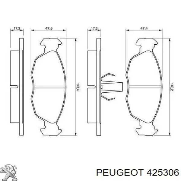 Купити 425306 Peugeot/Citroen Колодки гальмівні передні, дискові