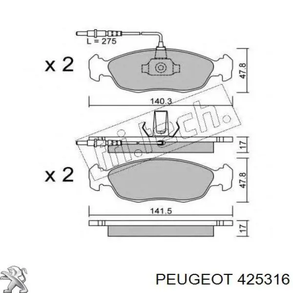 Колодки гальмівні передні, дискові 425316 Peugeot/Citroen