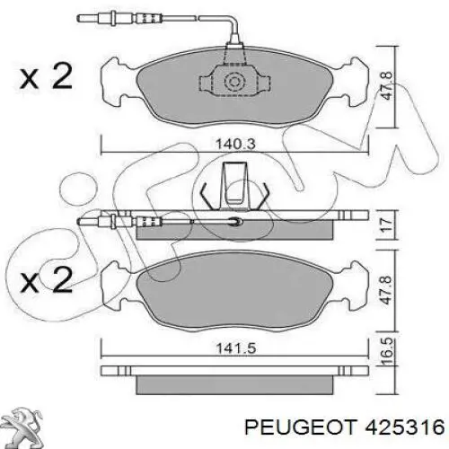 425316 Peugeot/Citroen Передні гальмівні колодки