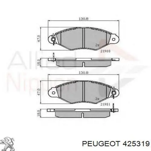Гальмівні колодки Peugeot/Citroen 425319 ціна, від 17.23 USD