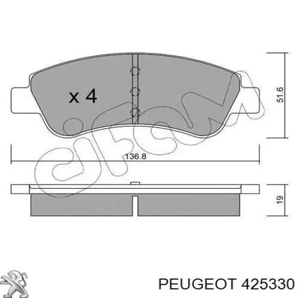 Гальмівні колодки Peugeot/Citroen 425330 ціна, від 18.15 USD