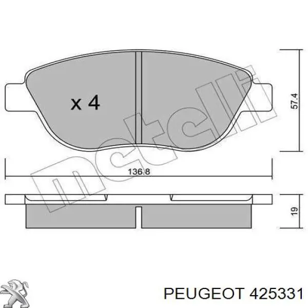 Колодки гальмівні передні, дискові 425331 Peugeot/Citroen