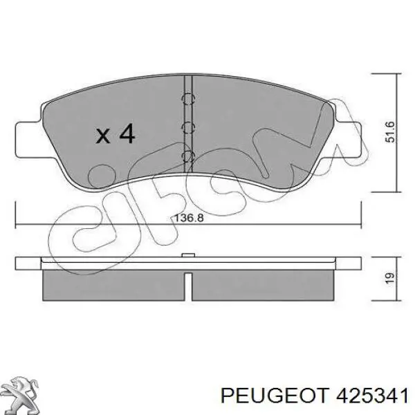 Тормозні колодки Peugeot/Citroen 425341