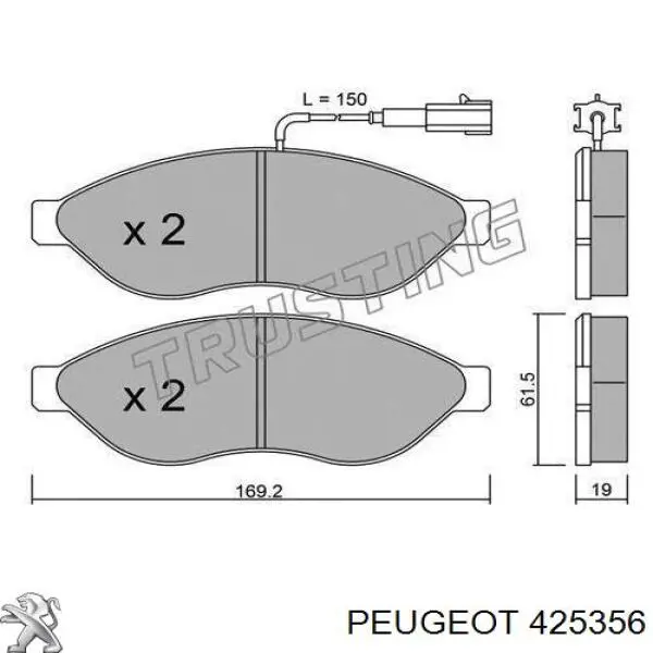 Колодки гальмівні передні, дискові 425356 Peugeot/Citroen