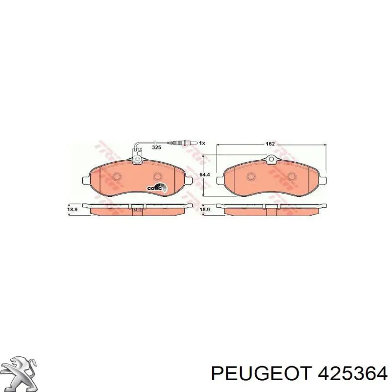 Купити 425364 Peugeot/Citroen Колодки гальмівні передні, дискові