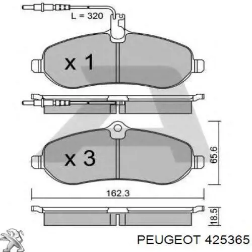 Колодки гальмівні передні, дискові 425365 Peugeot/Citroen