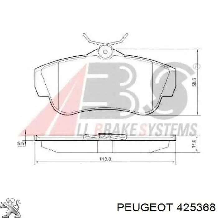 Колодки гальмові задні, дискові 425368 Peugeot/Citroen