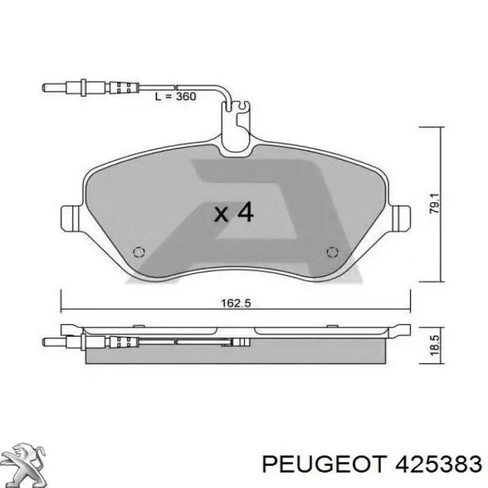 425383 Peugeot/Citroen колодки гальмівні передні, дискові