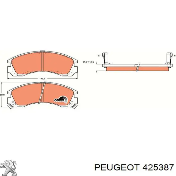Гальмівні колодки Peugeot/Citroen 425387 ціна, від 22.35 USD