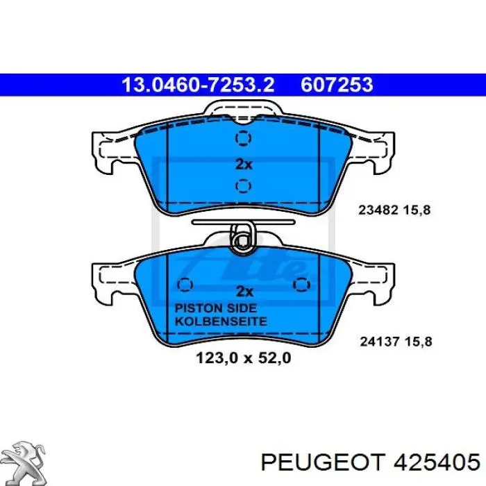 425405 Peugeot/Citroen колодки гальмові задні, дискові