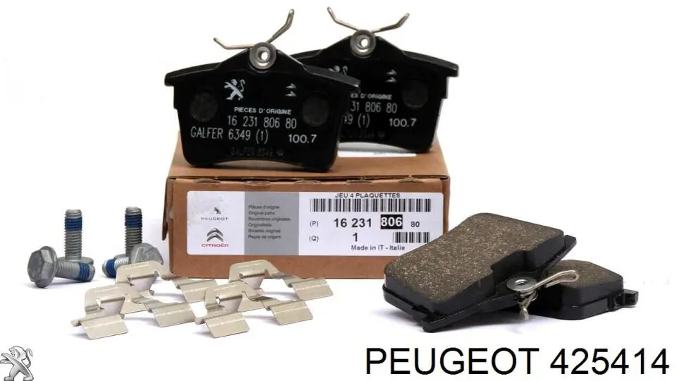 425414 Peugeot/Citroen колодки гальмові задні, дискові