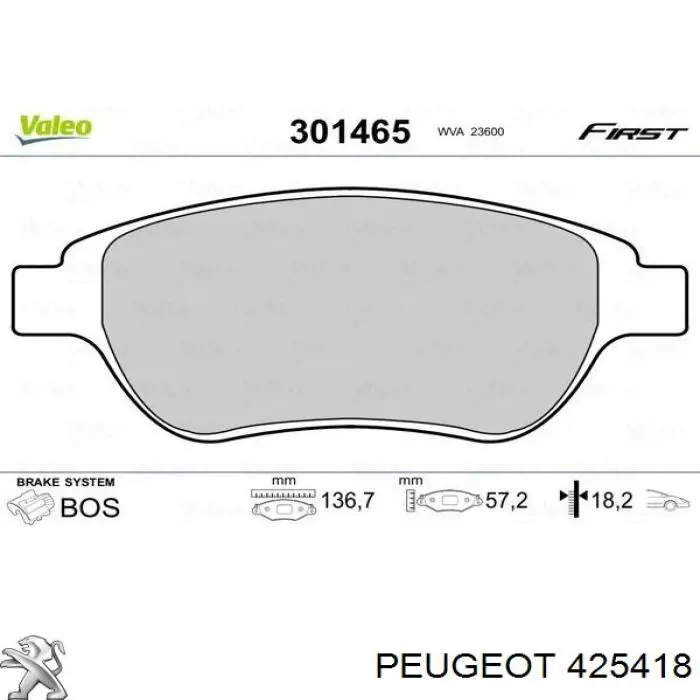 Гальмівні колодки Peugeot/Citroen 425418 ціна, від 20.86 USD