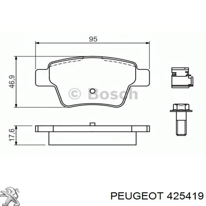 Задні дискові колодки Peugeot/Citroen 425419